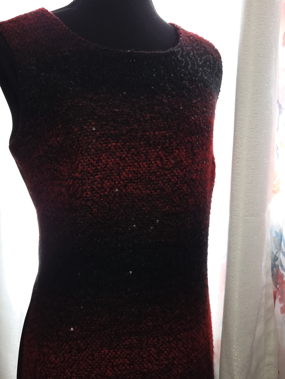 Frank Lyman Design Red and Black Ombre Sleeveless Knit Dress